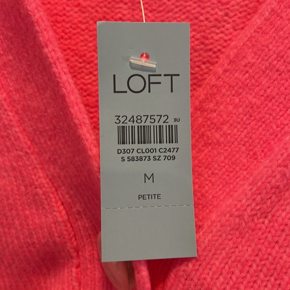 NWT Loft Petites Bright Pink Star Cardigan Women’s Size Medium Petite - Picture 8 of 8